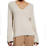 Brochu Walker  NEW Beige Organic Cotton Larson V-Neck Sweater Size Large Photo 1