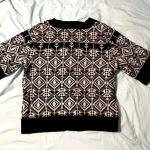 Jillian Jone Thick Wool Short Sleeve Sweater Black/ Off White. Sz: S Aztec print Black Photo 6
