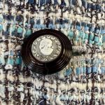 blue tweed woven size 2 Lady jacket navy trim cameo buttons Photo 3