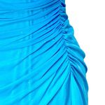 Blondie Nites Ruched Chiffon Blue Glam Slip Gown Rhinestone Accent Side Ruffle Design 5 Prom Photo 2