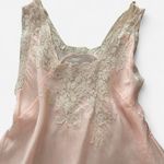 None Vintage Pink Silk Tank – Lace Appliqué Feminine Girly Style (Runs S) Photo 4