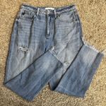 KanCan Jeans Women Size 7/27 Blue Light Wash High‎ Rise Straight Stretch Raw Hem Photo 0