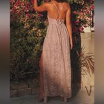 Lulus LULU’S STOLEN MOMENTS DUSTY PINK MAUVE LACE-UP MAXI LACE DRESS L Photo 3