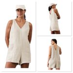 Athleta  Retreat Linen Romper Women's Size XS Undyed‎ Beige Sleeveless Pockets Photo 1
