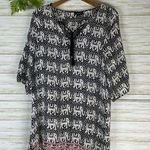 Tolani  Elephant Painted Paisley Silk Tunic Photo 0