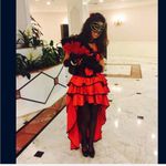 Halloween elegant Red and Black Ruffled Dress Size 0 Photo 2