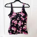 Lands' End Womens Ruched Floral Tankini Swimsuit Top Size 8 Pleated Tummy Control Photo 3