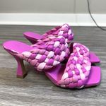 Marc Fisher  Womens Toree Heeled Mule Sandal Size 8.5 M Pink Woven Slip On Preppy Photo 1