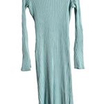 Simon Miller Wells Blue Ribbed Knit Long Sleeve Crewneck Midi Dress Size XL Photo 2