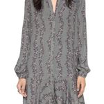 Free People Gray Floral Long Sleeve Shirt Dress Photo 0