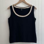 St. John Caviar Wool Blend Sleeveless Sweater Knit Tank Top Black Cream Size S Photo 1