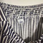 Old Navy  Blue Chambray Linen Stripe Smocked Ruffle Strap Sleeveless Midi Dress Photo 2