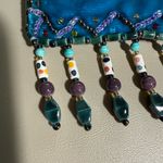 Beaded Lizard Design Blue Velvet Bag. Native American. Photo 1