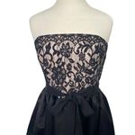 Shoshanna Lace Satin Fit & Flare Mini Dress Strapless Black Ivory Womens 10 Photo 3