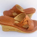 Born Drilles Leather Wedge Sandals-Size 8-Flower-Jute Covered Heel-Boho-Open Toe Photo 3