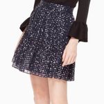 Kate Spade Skirt Rich Navy Night Sky Lurex Polka Dot Star Metallic 100% Silk 2 Photo 0