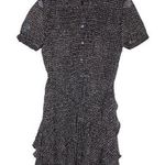 Rachel Zoe Womens Black Gray Silk Casual Short Sleeve Ruffle Belted Dress Size 4 Photo 0