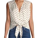 Free People  medium sleeveless mornings Marrakesh cream tie-front hi low top Photo 0