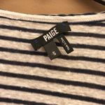 Paige Linnea Linen Striped Pocket V Neck Short Sleeve T-Shirt Blue White Small Photo 4