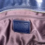 Coach Carryall Madison Handbag Navy Patent Leather Silver Logo Photo 5