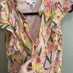 Maison Jules Madison Jules medium Floral Pink Sleeveless ruffle Dress button down spring Photo 2