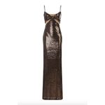 Halston Chloe Sequin Cut Out Evening Gown Brown Womens 8 Photo 12