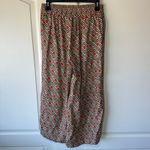 Tahari Linen Wide Leg Geometric Print Pants Elastic Waist Boho Orange Brown S Photo 1