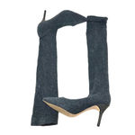 ZARA Boots Grey Knit Sock Heels Knee High OTK Size 35 US 5 Photo 2