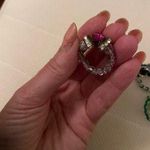 Swavorski Handmade Colorful Crystal Oval Pink Ring, size 6 Photo 1