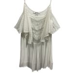 Miss Me  Western White Metallic Silver Ruffled Spaghetti Strap Tank Blouse Small Photo 1