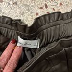 Abercrombie & Fitch  high-rise vegan leather shorts in a brown olive color large Photo 2