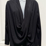 Apt. 9  Black Slouch Deep V-Neck Blouse Large Women’s Long Sleeve L Photo 0