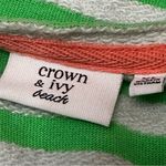Crown & Ivy  Green and White Long Sleeve Terrycloth Nautical Sailor Popover Top Photo 5