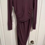 Young Fabulous and Broke GENESIS Long Sleeve Side Slit Maxi DRESS in Jam Purple S Photo 5