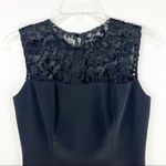 PAT ARGENTI Evening Wear Classic Black Velvet Lace Top Detail Front Split Dress Size 6 Photo 4