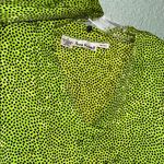 Vintage Anne Klein II Silk Chartreuse V Neck Blouse Scarf Size 8 Photo 2