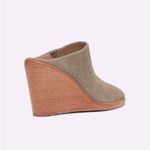 Joie  Suede Stacked Wooden Wedge Slip On Breana Khaki Mule Booties - $298 NWT Photo 4