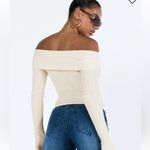 Princess Polly  Size M/L Morley Off‎ Shoulder Ribbed Sweater Cream Thumb Holes Photo 6