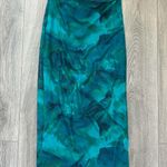 Mesh Strapless Maxi Dress Slit Side Bodycon Long Dress Size Small Blue Photo 5