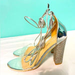 Lala Ikai silver clear heeled sandals with rhinestones size‎ 7 1/2 S Photo 0