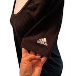 Adidas Women’s Short Sleeve Lightweight Loose Fit Sheer Striped Scoop Neck Top Photo 0