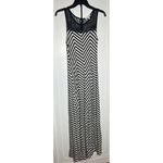 Monteau WOMEN'S STRIPED LACE TANK MAXI DRESS BLACK & WHITE Large Photo 3