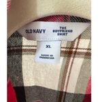 Old Navy  Womens Size XL The Boyfriend Shirt Flannel Red Beige Green Photo 3