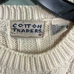 Cotton Traders VTG  Women’s Cotton Oversized Cream Cable Knit Crew Sweater Sz L Photo 3