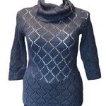 Old Navy Womens Sweater Cowl Neck Open Loose Knit Crochet Pullover Gray Large Photo 0