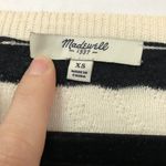 Madewell  Striped White Black Knit V-Neck Sweater Womens XS Slouchy Oversized Photo 2