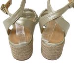 Paloma Barcelo Woven Espadrille Sandals Size 37 Gold Leather Block Heel Spain Tan Photo 6