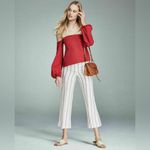 Theory  Laureema Light Poplin Off‎ Shoulders Top in Crimson Red Size 4 Photo 8