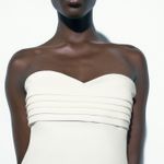 ZARA  midi bodycon dress sleeveless white wedding coctail party Photo 6