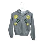 Wildfox  Gray Floral Zip Up Hoodie size XS Photo 1